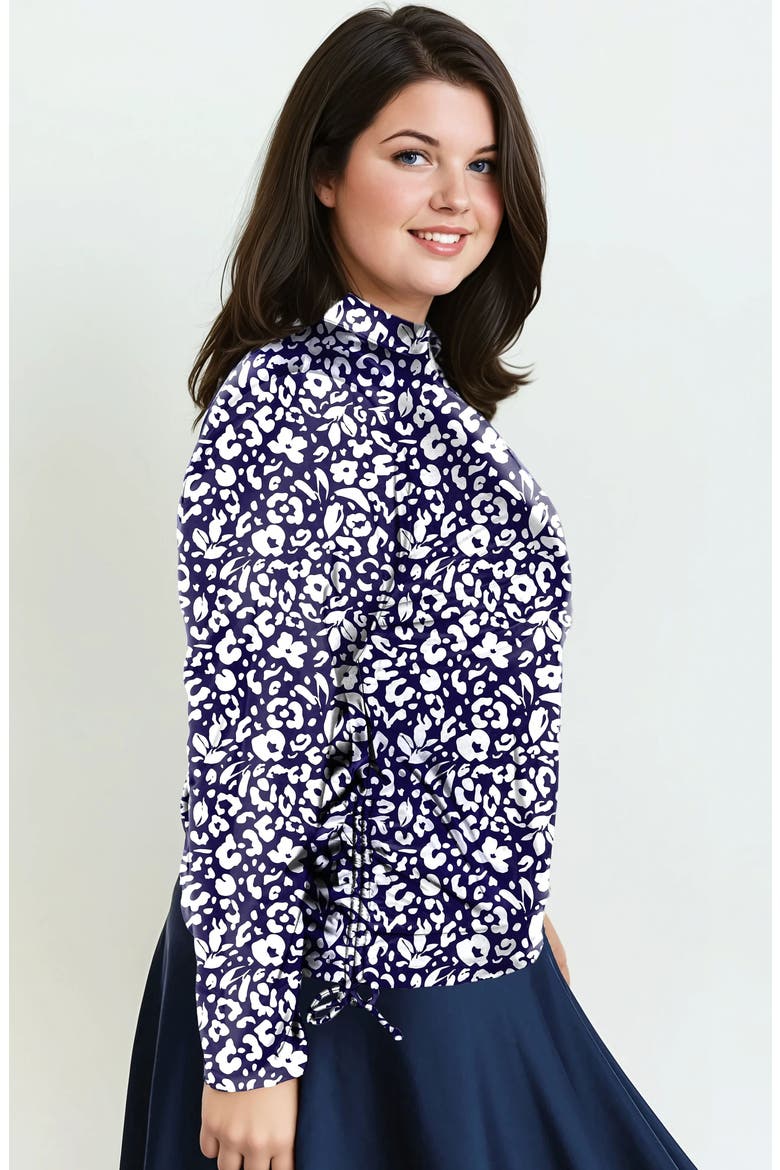 Plus Size Half-Zip Nora Swim Top, Alternate, color, Wild Navy