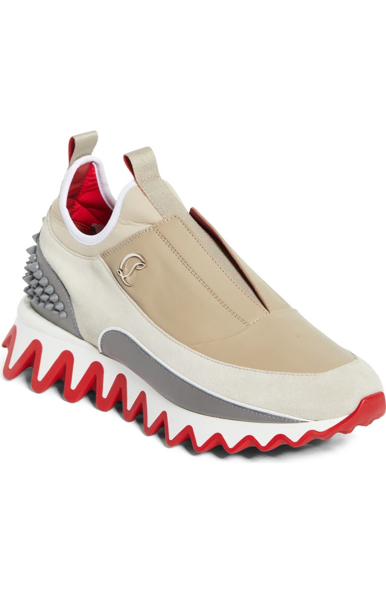 Christian Louboutin Sharkyloub Spikes Slip-On Sneaker, Main, color, Goose/ Smoke Grey
