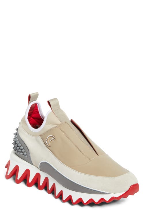 Christian Louboutin Sharkyloub Spikes Slip-on Sneaker In Goose/smoke Grey