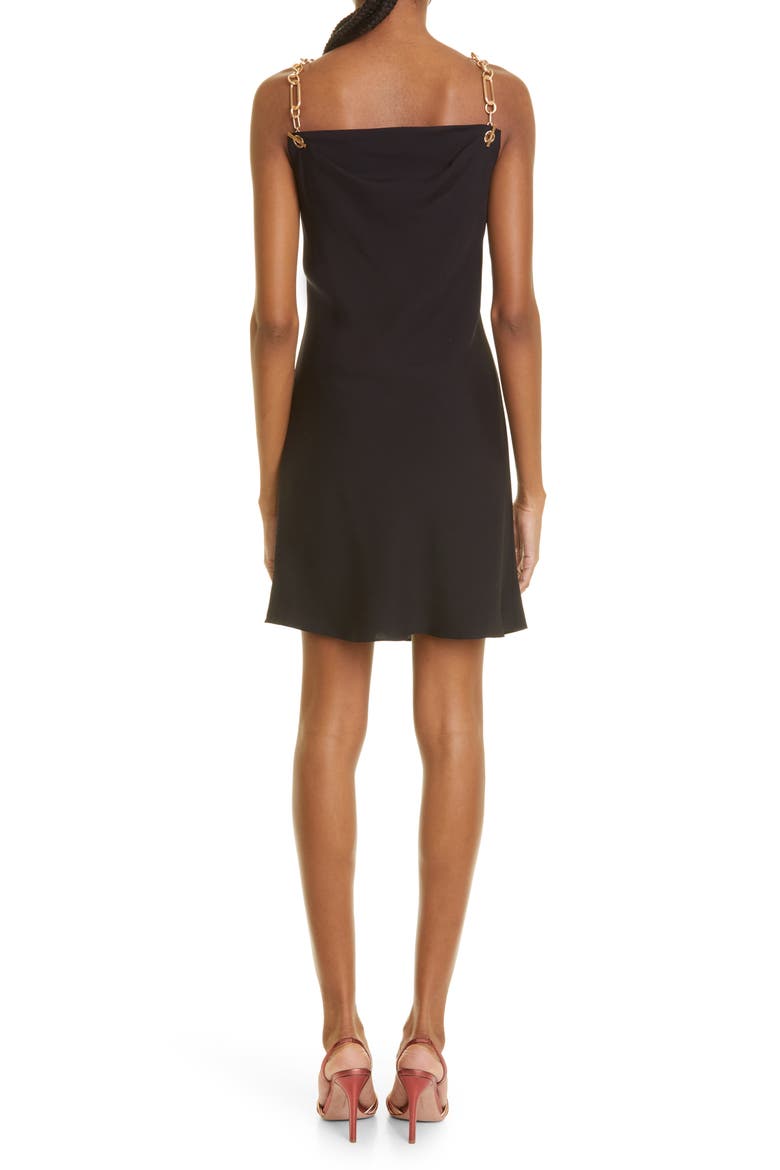 Chain Strap Silk Blend Dress, Alternate, color, BLACK