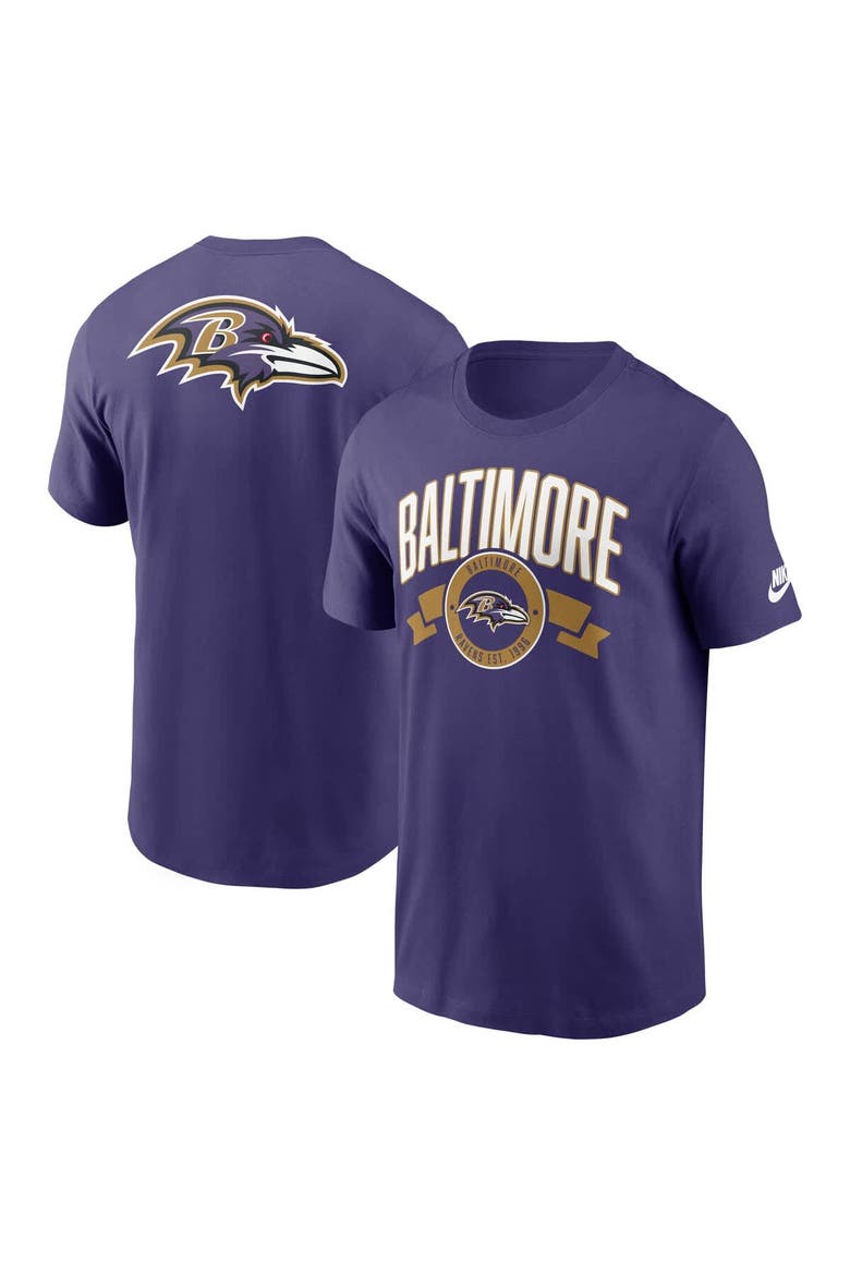 Men's Nike Purple Baltimore Ravens Rewind Front and Back Hit Essential T-Shirt, Main, color, Purple