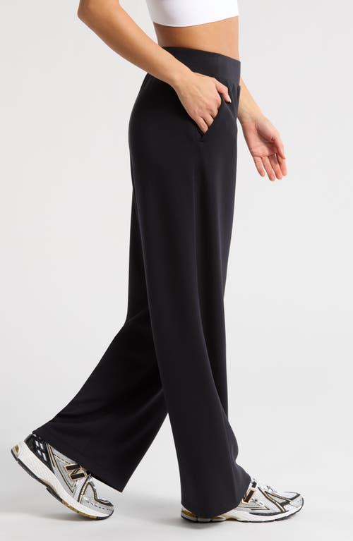 Zella Ultrasoft Knit High Waist Straight Leg Pants In Black