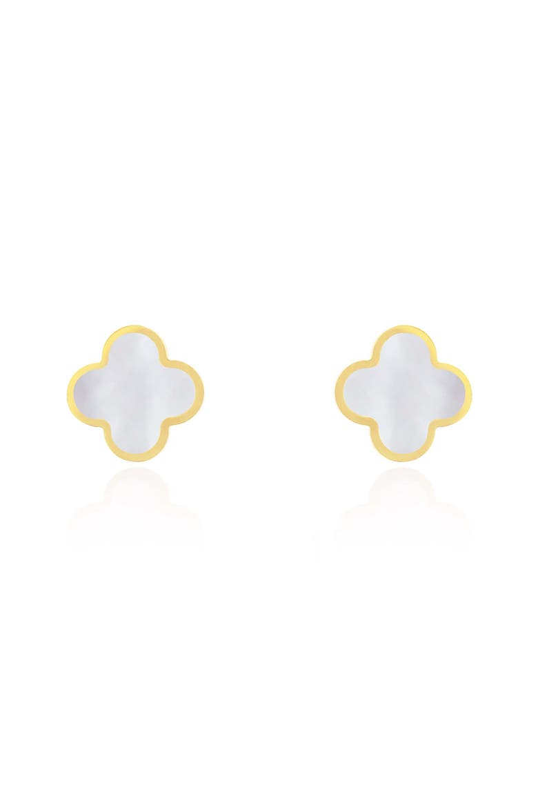 Large Mother of Pearl Clover Stud Earrings, Alternate, color, Mother of Pearl