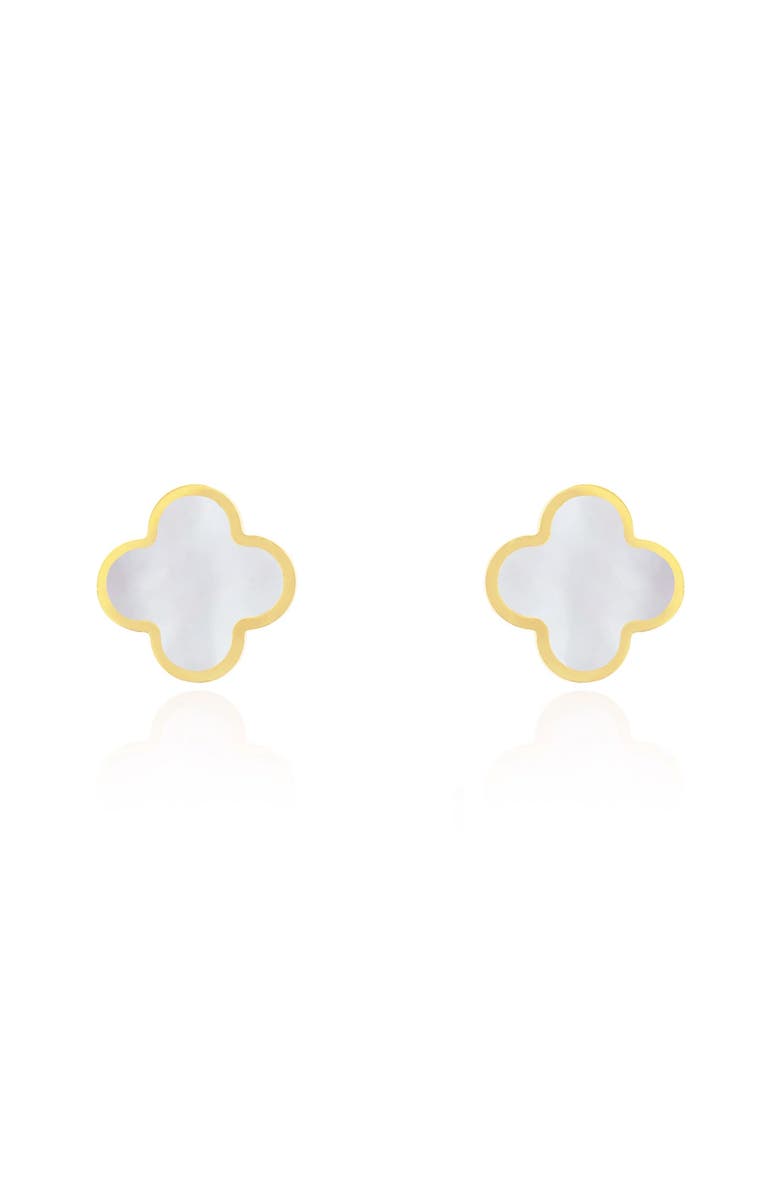 The Lovery Fine Jewelry Large Mother of Pearl Clover Stud Earrings, Alternate, color, Mother Of Pearl