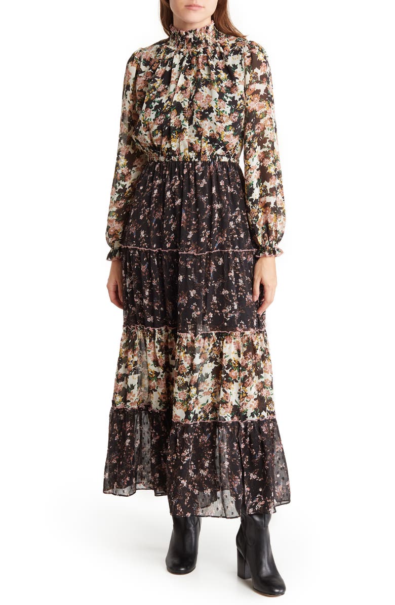 MELLODAY Smocked Mock Neck Dress, Main, color, 