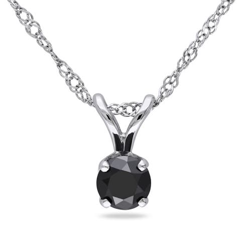 1/4 CTW Black Diamond Solitaire Necklace 14k