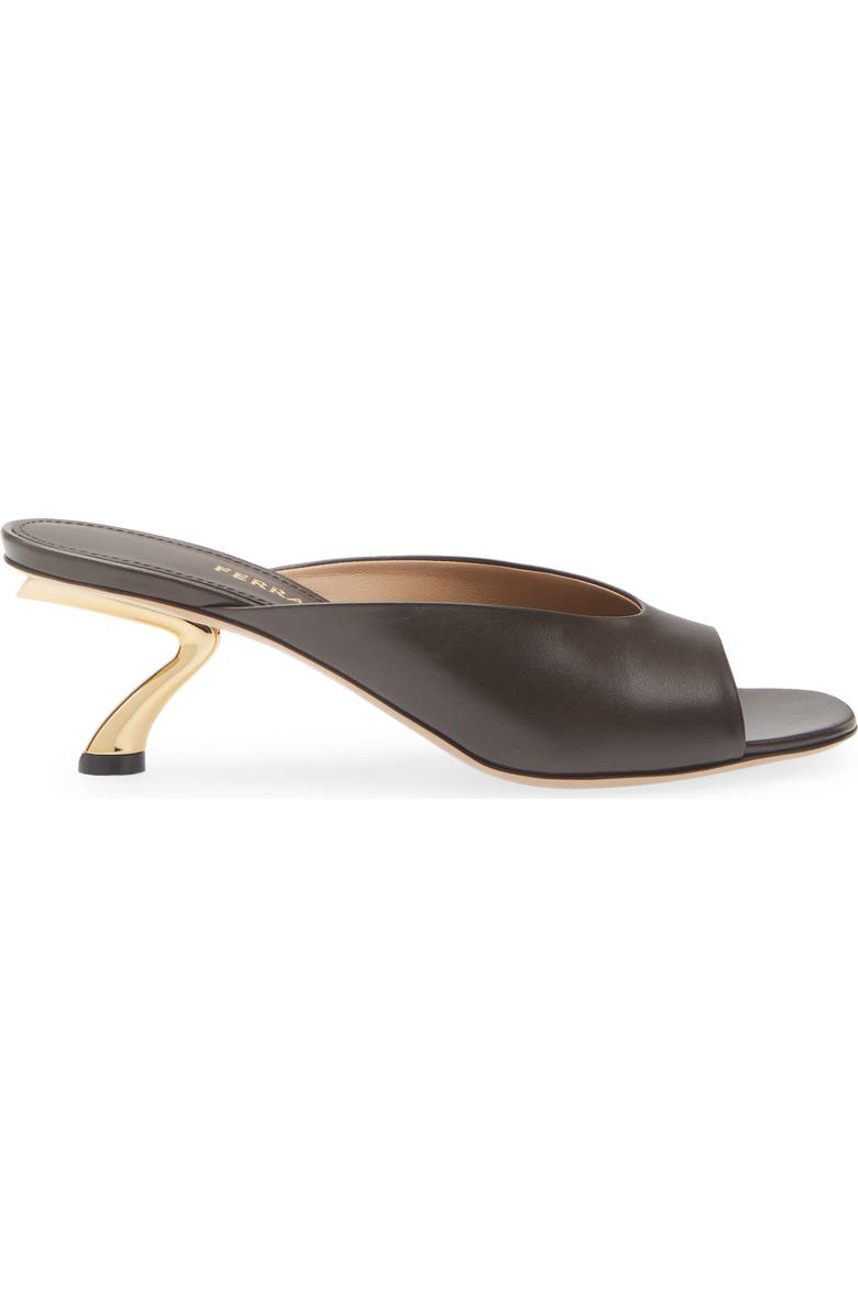 FERRAGAMO Igea S-Shaped Kitten Heel Sandal, Alternate, color, Brown
