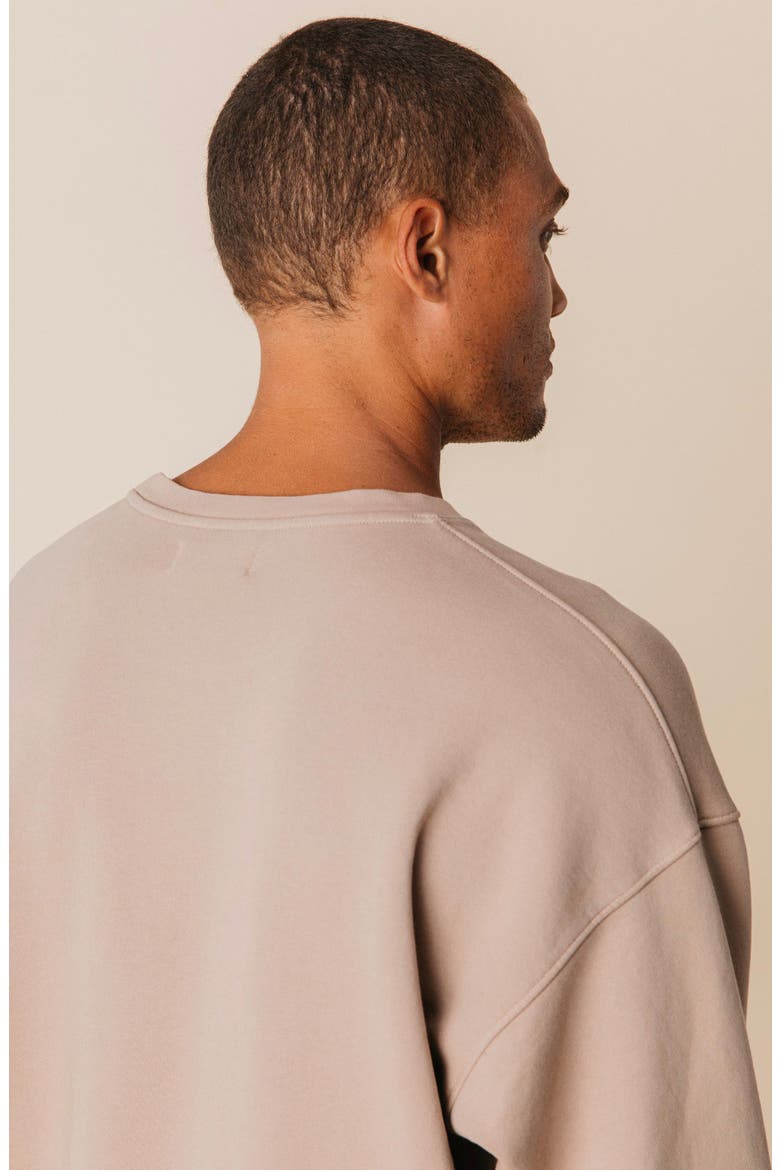 Men's Organic Cotton Teddy Oversized Crewneck, Alternate, color, Fawn