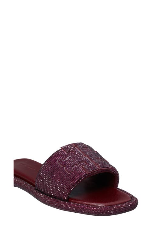 Tory Burch Double T Pavé Slide Sandal In Burgundy