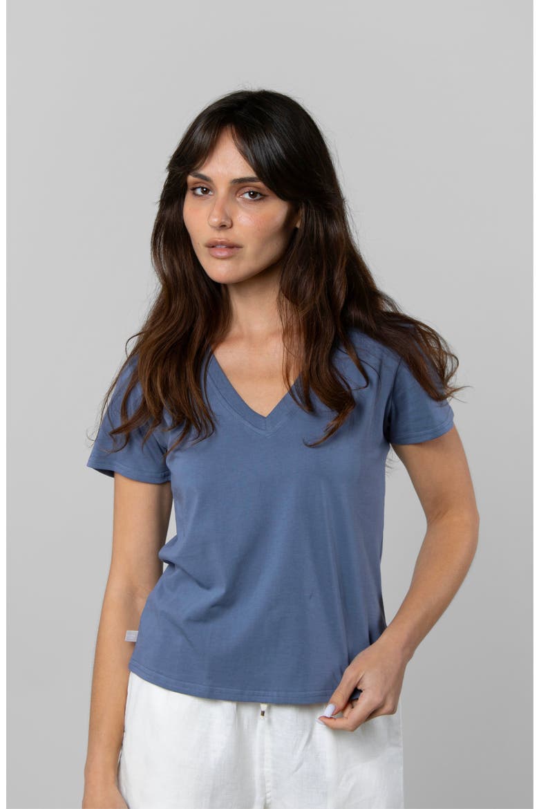 Supima V-Neck, Main, color, Sky
