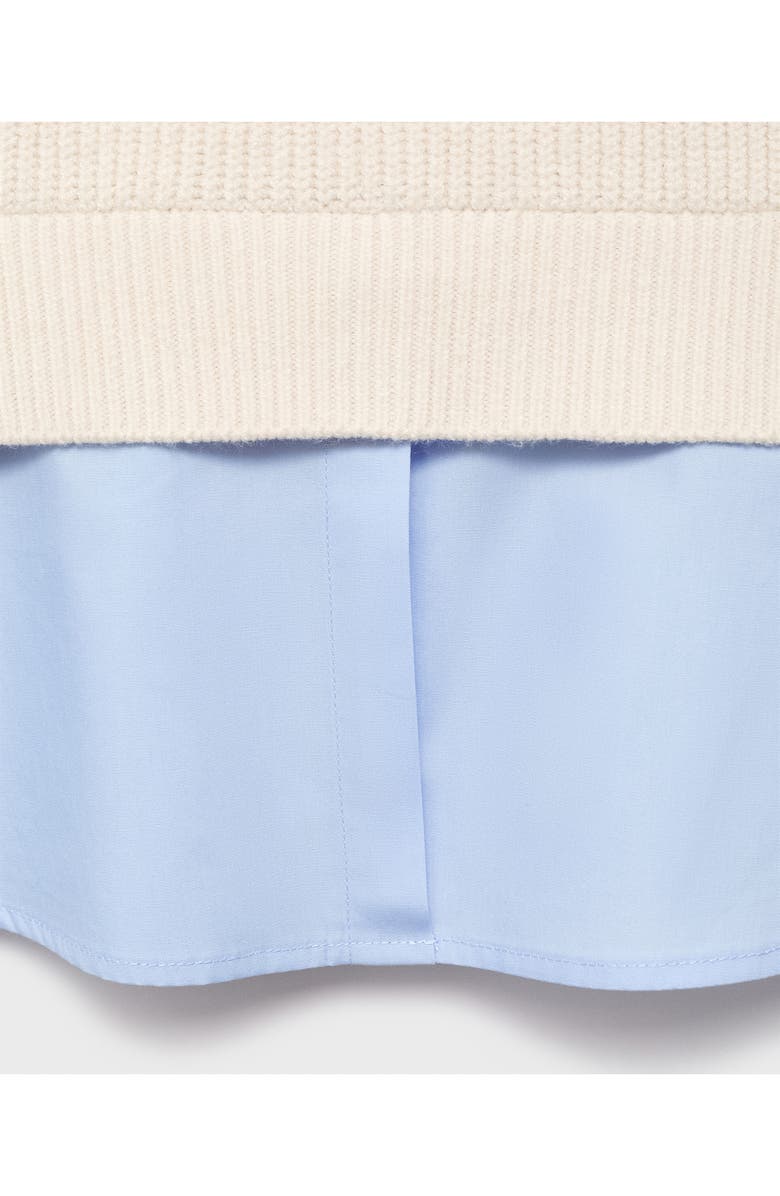 MANGO Mixed Media Layered Look V-Neck Sweater, Alternate, color,