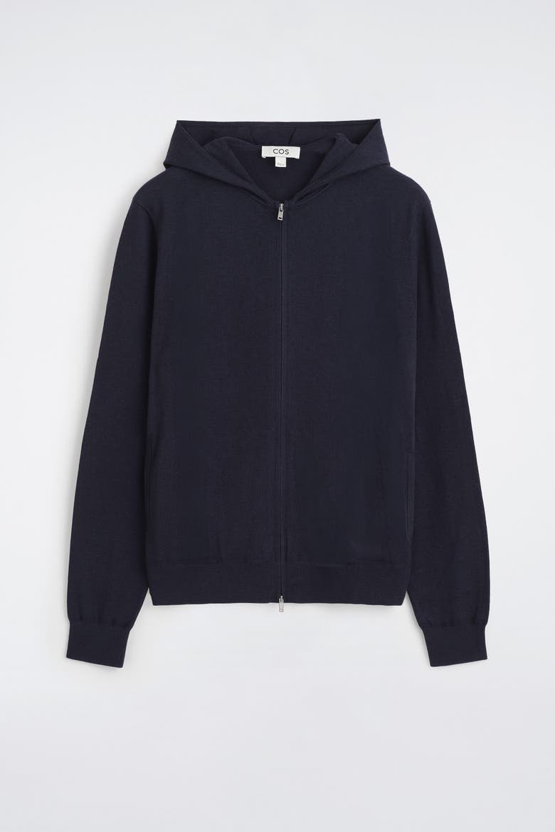 Merino Wool Zip-up Hoodie, Alternate, color, NAVY