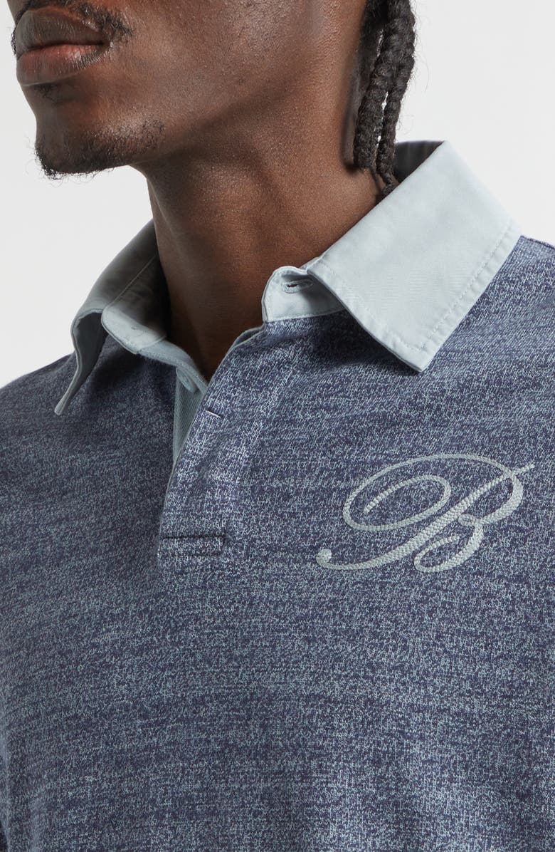 Burberry Ruby Relaxed Fit Long Sleeve Cotton Mouliné Jersey Rugby Polo, Alternate, color, Rivr Blu/ Clk Wht Ptn