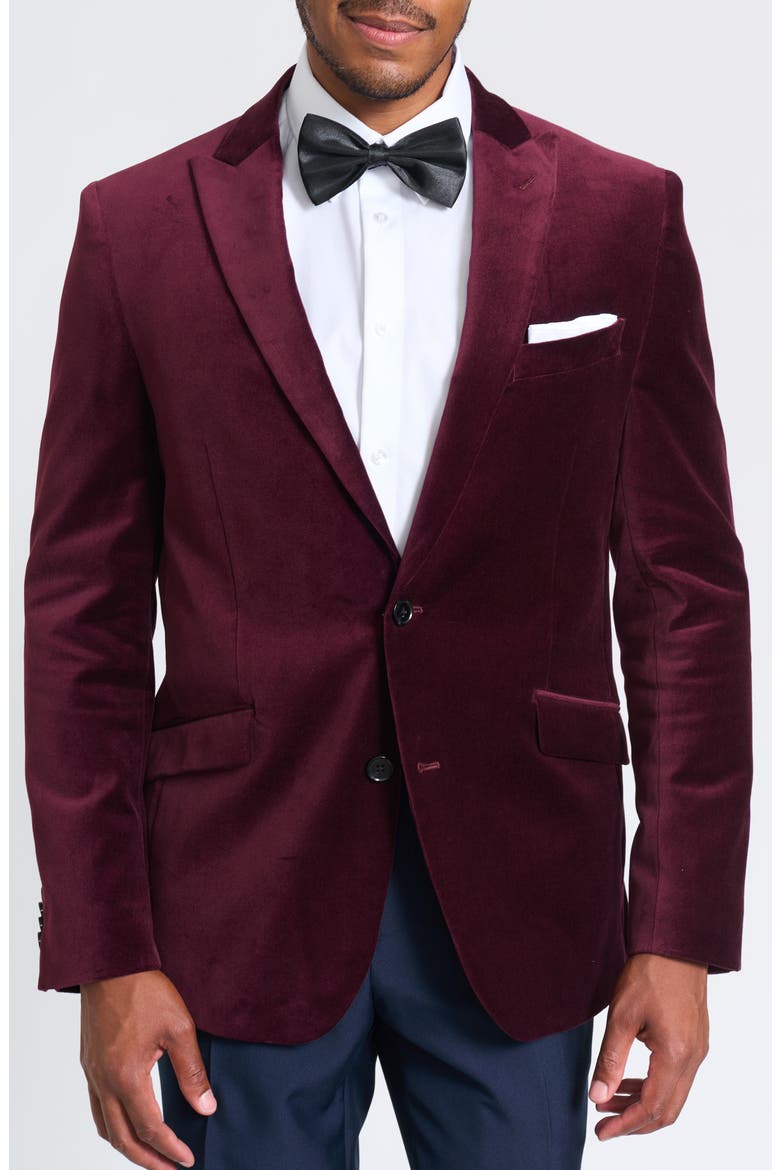 SAVILE ROW Velvet Blazer, Main, color, BURGUNDY