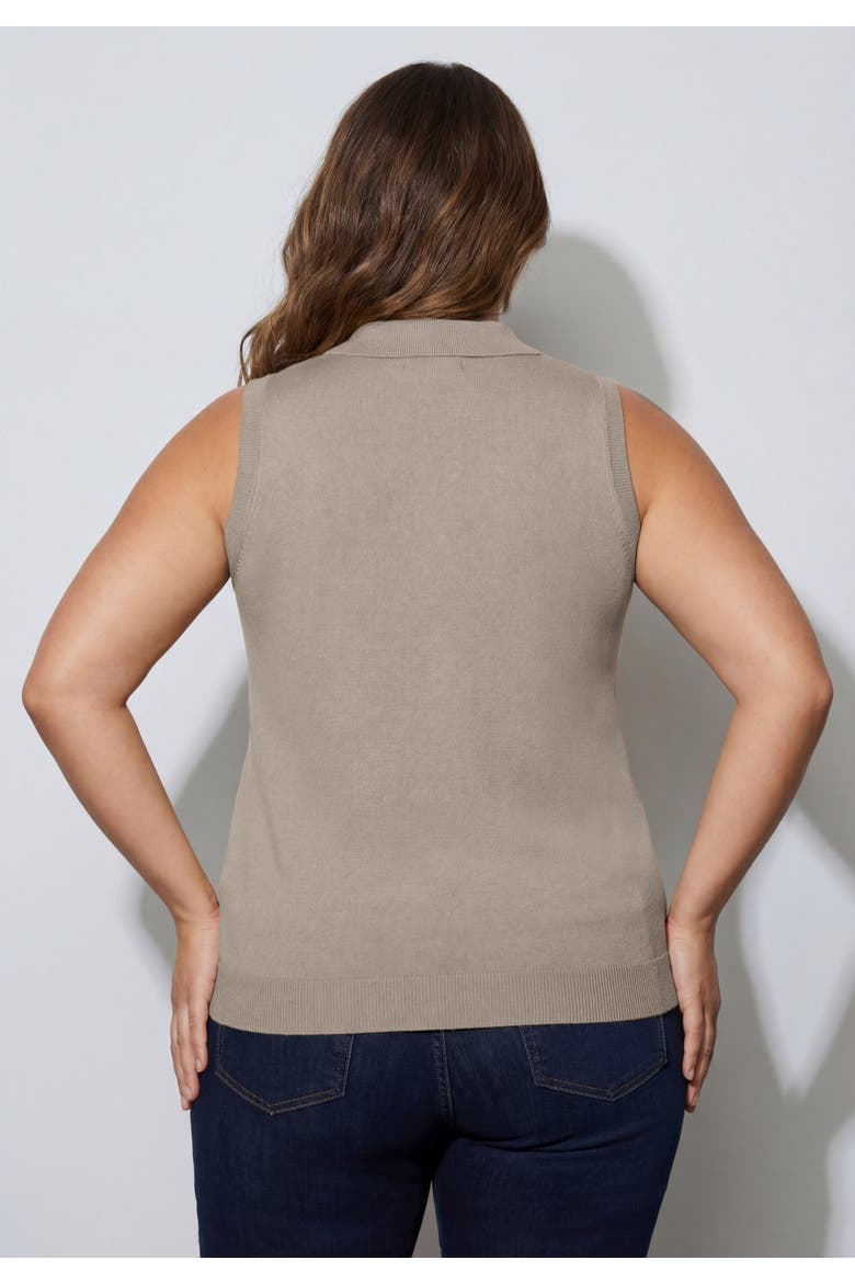 Sleeveless Pullover Polo Sweater, Alternate, color, SOFT TAN