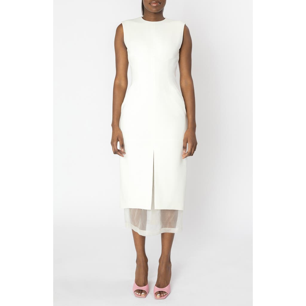 Israella Kobla Sephone Layered Sheer Organza Panel Midi Dress In White