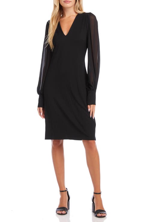 V-Neck Long Sleeve Dress