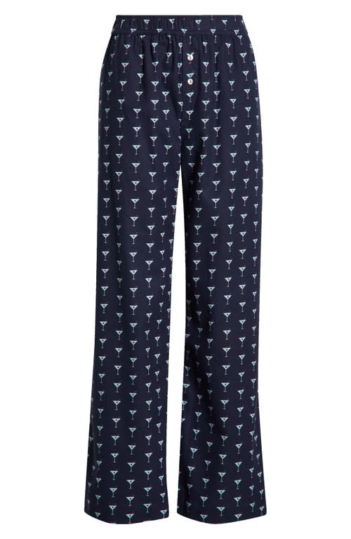 Open Edit Print Flannel Boxer Pajama Pants In Blue