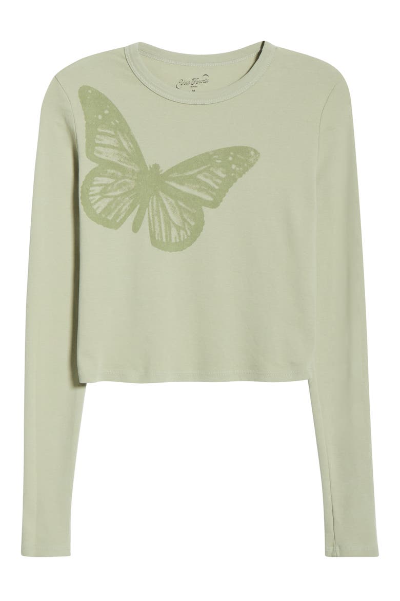 Butterfly Long Sleeve Cotton Graphic T-Shirt, Alternate, color, GREEN
