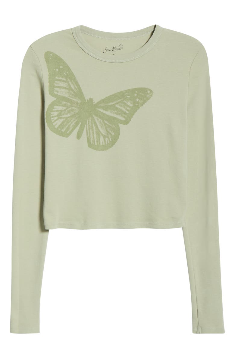 PacSun Butterfly Long Sleeve Cotton Graphic T-Shirt, Main, color, Green