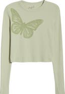 PacSun Butterfly Long Sleeve Cotton Graphic T-Shirt