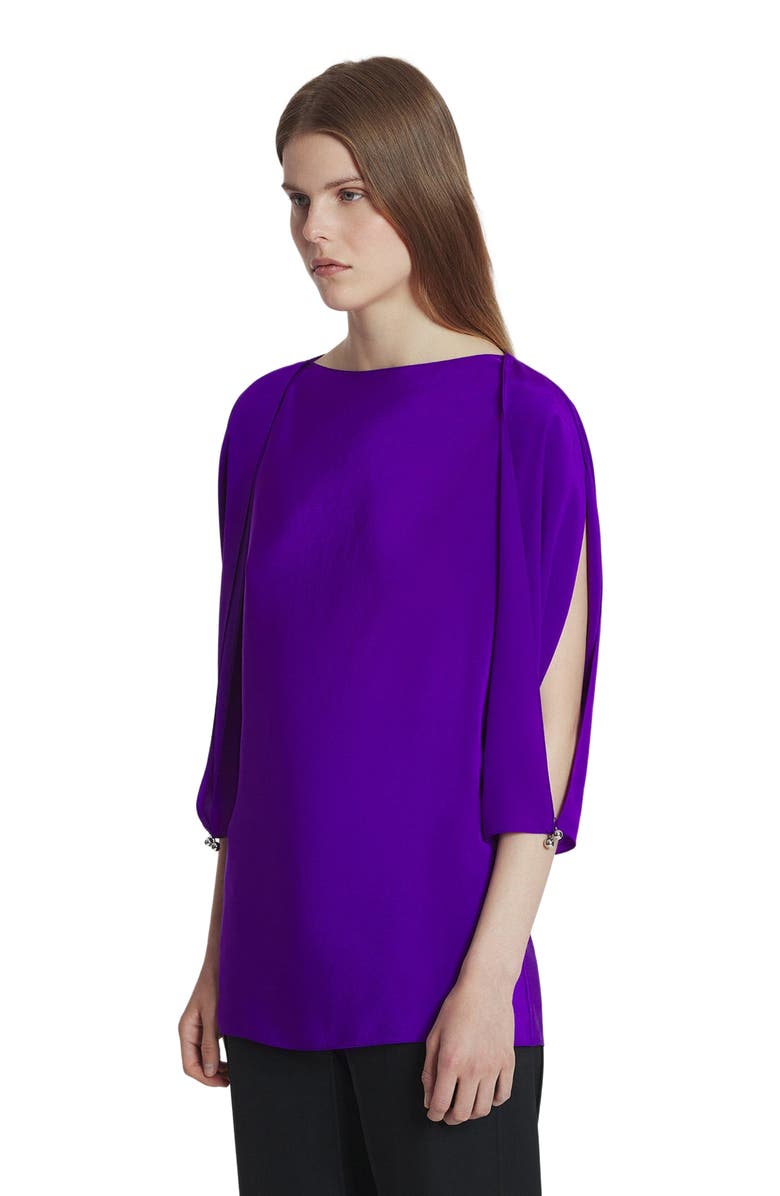 Lanvin Silk Top With Openwork Sleeves, Alternate, color, 
