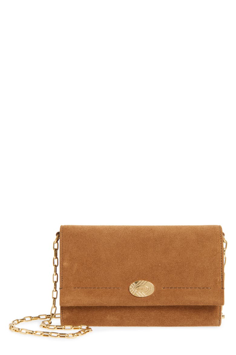 Cotswolds Suede Wallet on a Chain, Main, color, HAZEL