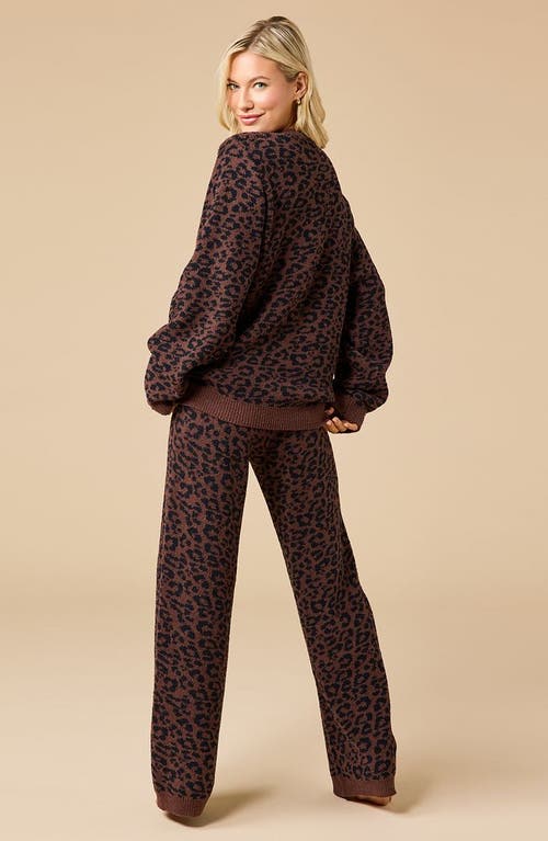 Softies Marshmallow Leopard Crew Neck Lounge Set In Brown