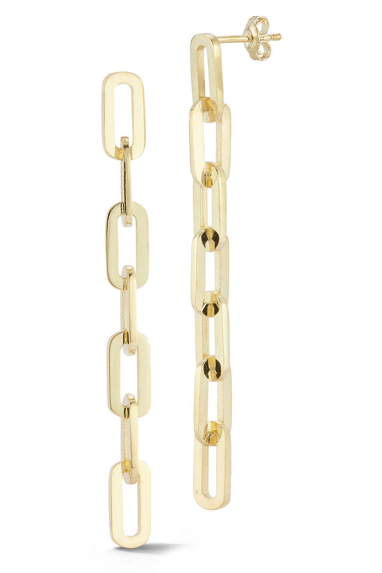 7-Link Chain Linear Drop Earrings, Main, color, GOLD