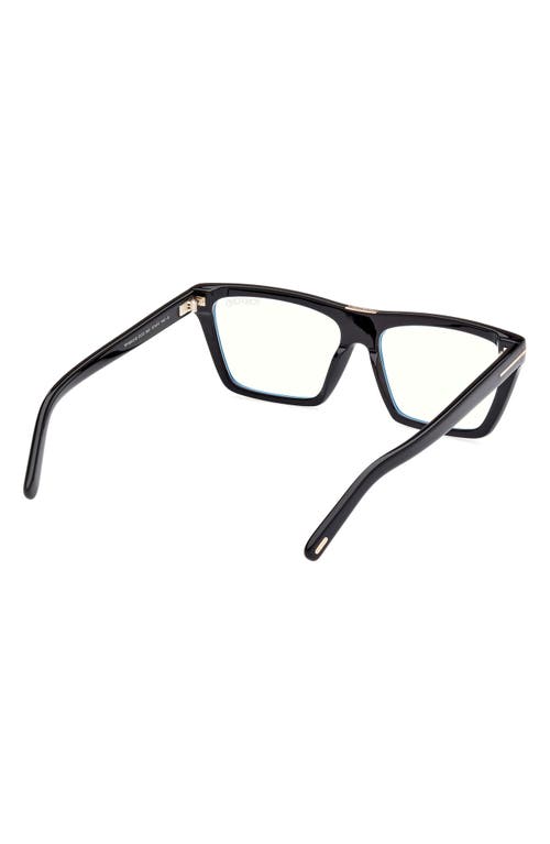 Tom Ford 57mm Square Blue Light Blocking Glasses In Black