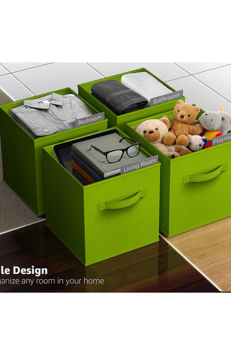SORBUS 8-Pack Foldable Storage Cube Bins, Alternate, color, Green