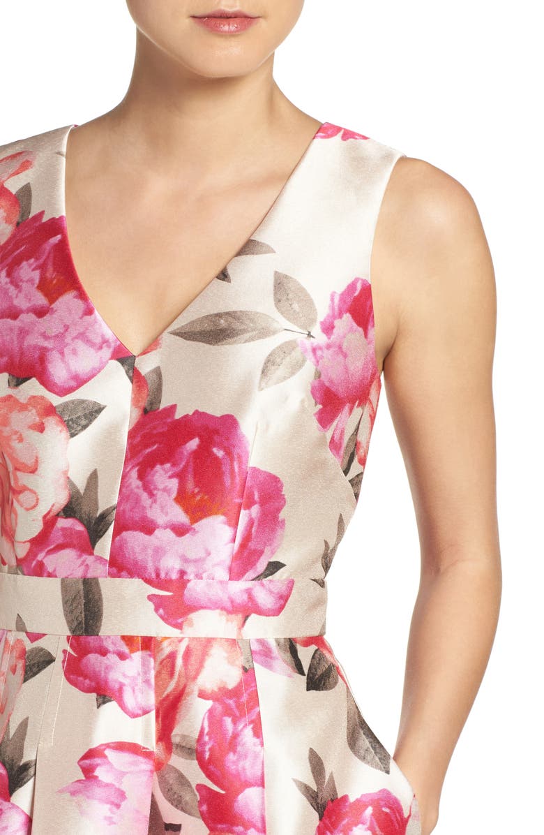 Eliza J Floral Mikado Fit & Flare Dress, Alternate, color, 