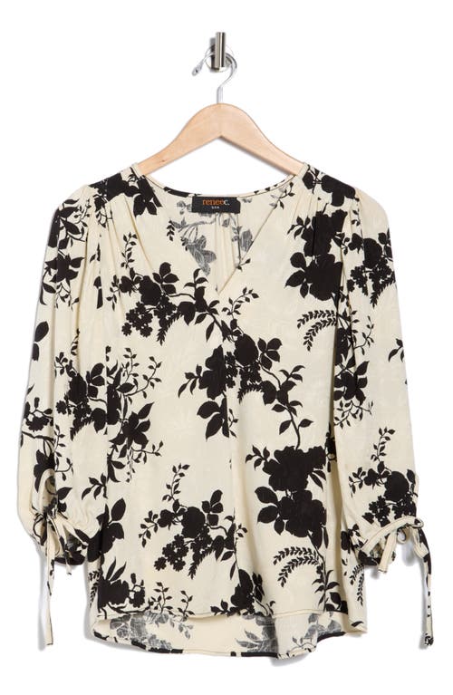 Renee C Floral Long Sleeve Top In Black