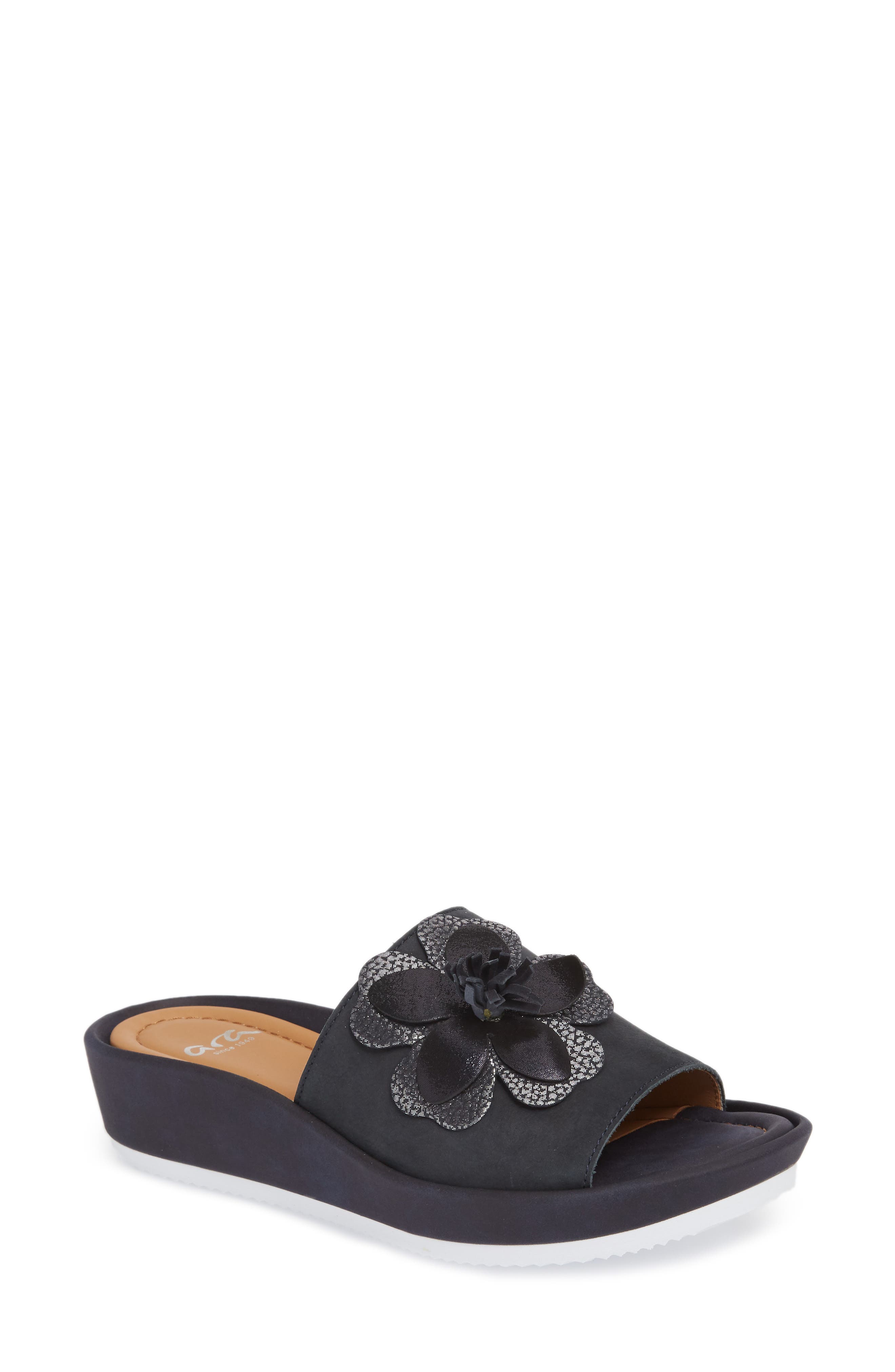 Thea Wedge Slide Sandal, Main, color, BLUE NUBUCK