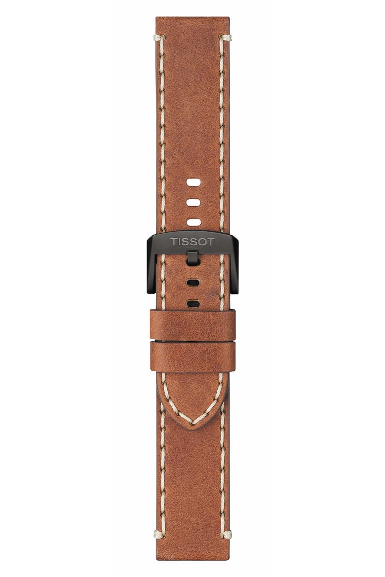 Seastar Leather Strap Chronograph Diving Watch, 45.5mm, Alternate, color, BLACK