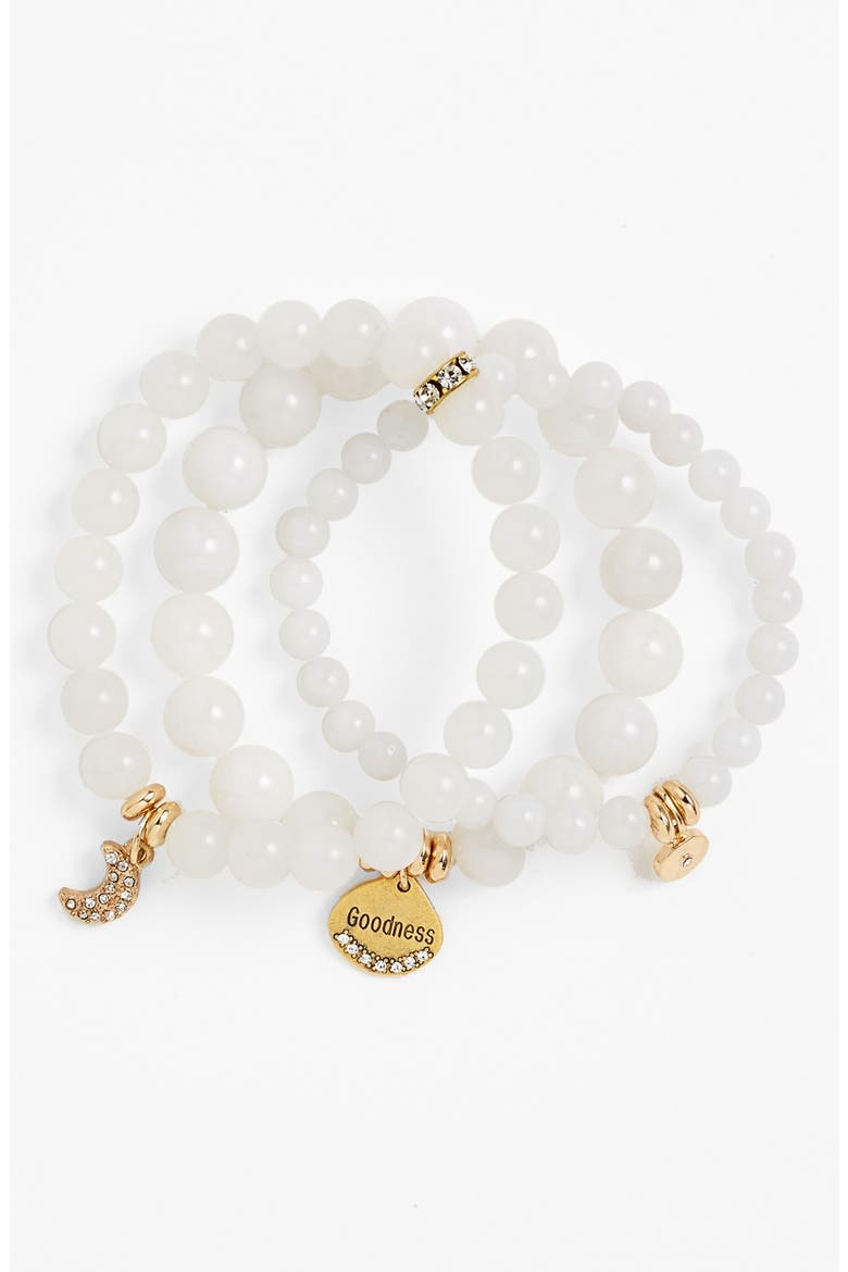 Beaded Stretch Bracelets, Main, color, WHITE