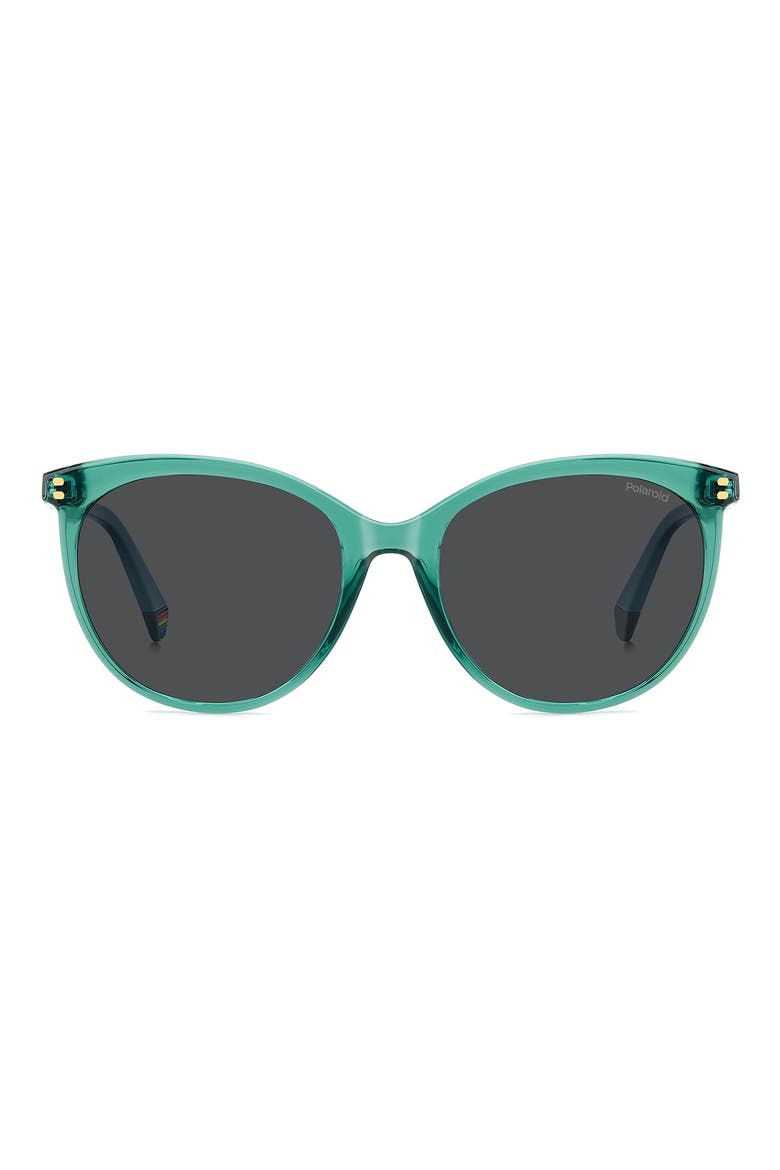55mm Polarized Cat Eye Sunglasses, Main, color, GREEN/ GREY POLAR