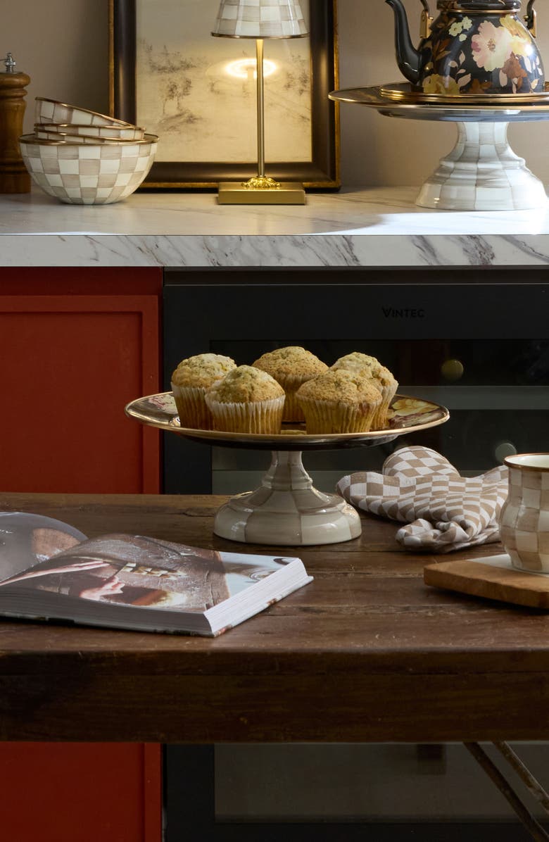 MACKENZIE CHILDS Wild Rose Large Pedestal Platter, Alternate, color, Brown