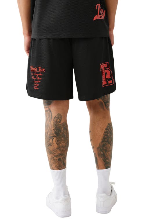 True Religion Embroidered Mesh Graphic Shorts