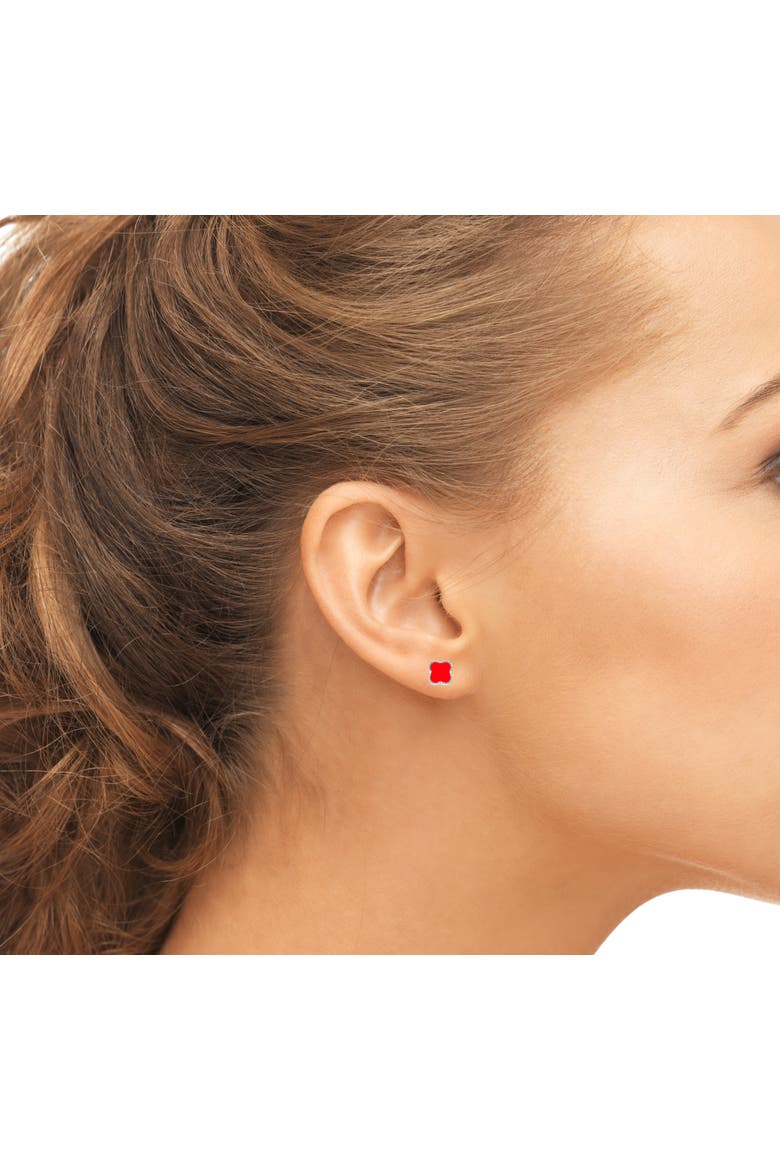 Sterling Silver Red Turquoise Clover Studs, Main, color, Red