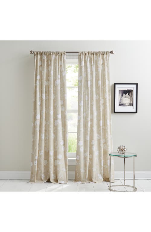 Dkny Dandelion Floral Print Set Of 2 Poletop Curtain Panels In Linen