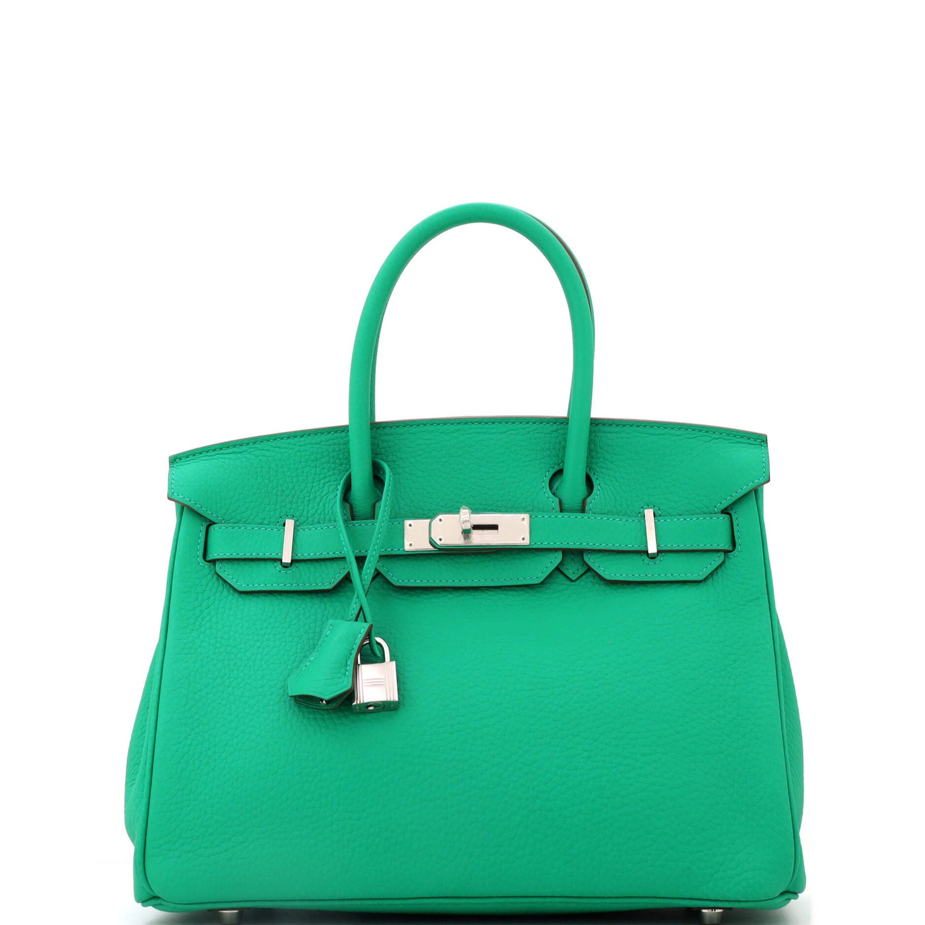 Pre-Owned Hermes Birkin Handbag Green Clemence with Palladium Hardware 30, Main, color, Menthe