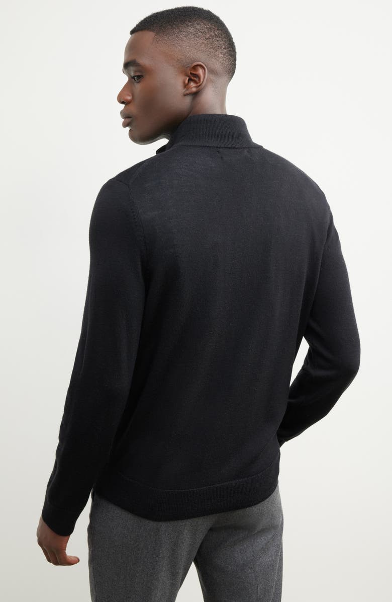 Nordstrom Washable Italian Merino Wool Quarter Zip Sweater, Alternate, color, Black Caviar