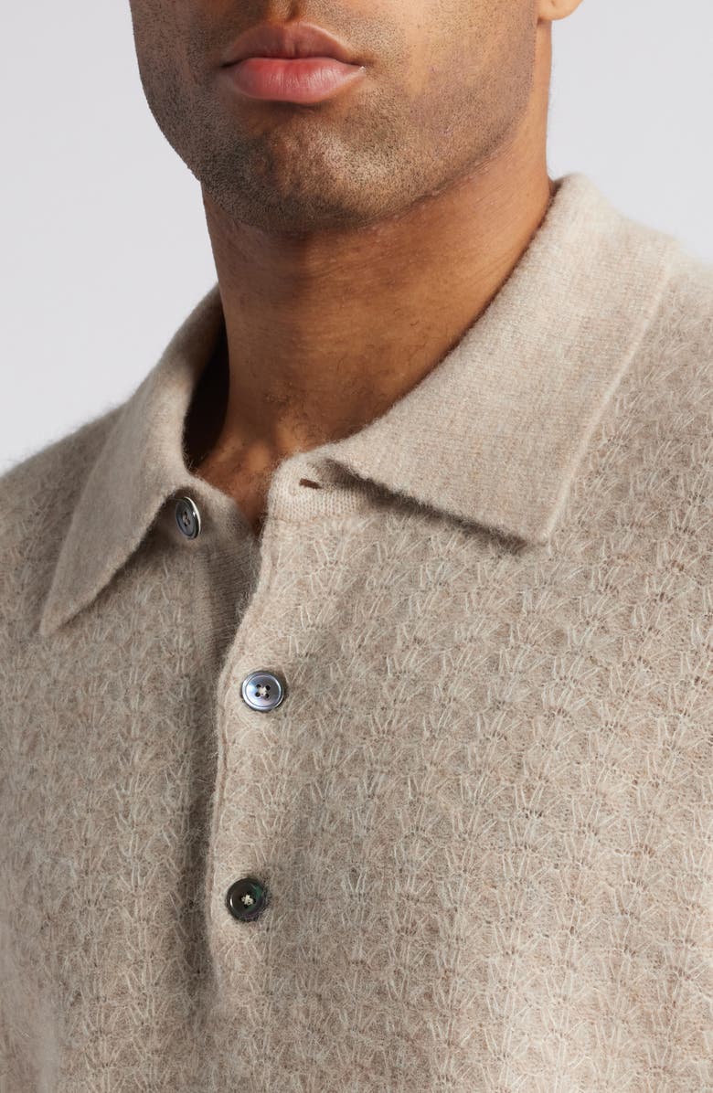 NN07 Alfie 6651 Long Sleeve Alpaca & Wool Blend Polo Sweater, Alternate, color, Greige