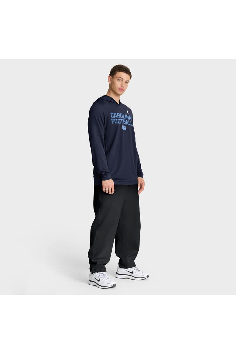 Men's Jordan Brand Navy North Carolina Tar Heels 2025 Sideline Dri-FIT Long Sleeve Hoodie T-Shirt, Alternate, color, Navy