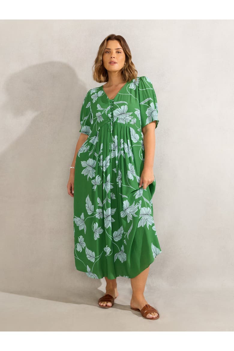 Floral Print Lace Up Dress, Alternate, color, Green