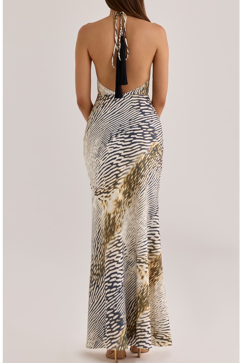 Luna Animal Print Satin Halter Gown, Alternate, color, ANIMAL PRINT