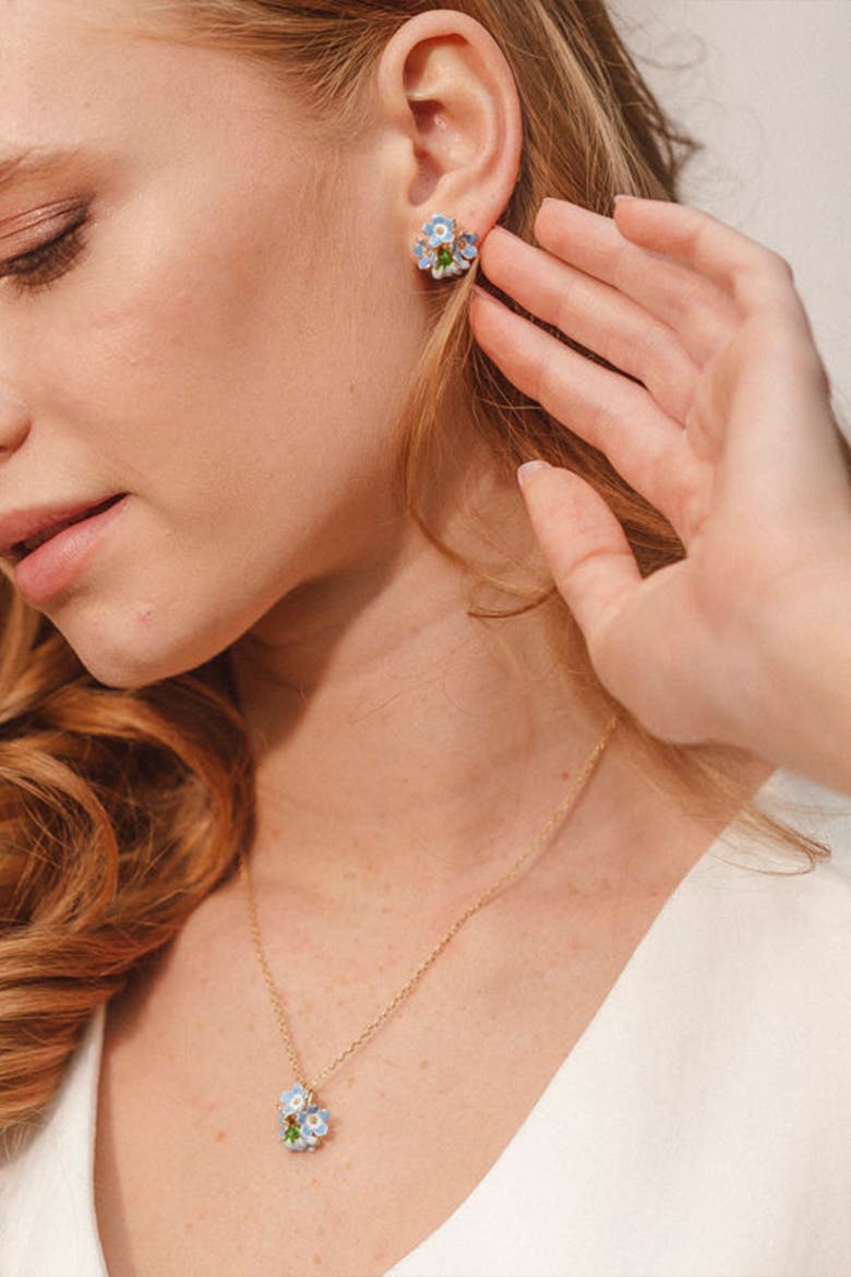 Forget Me Not 3 Cluster Studs, Alternate, color, Blue