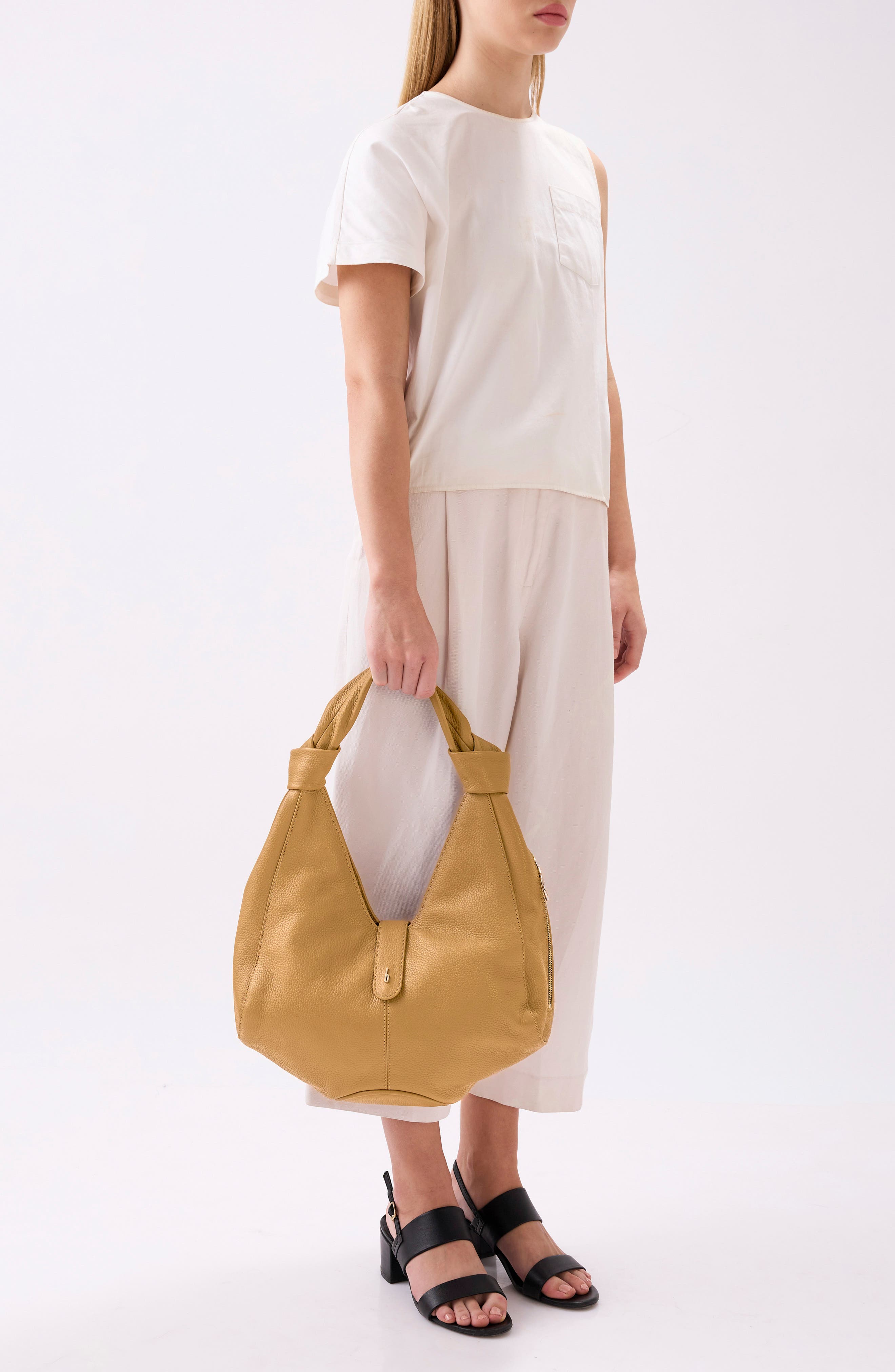 Nelli Pebble Leather Hobo Bag, Alternate, color, BISQUE