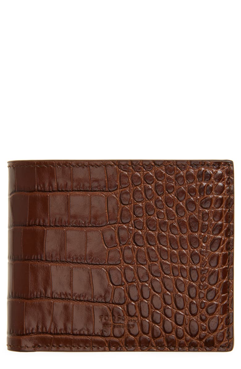 TOM FORD Embossed Classic Bifold Wallet, Main, color, Caramel
